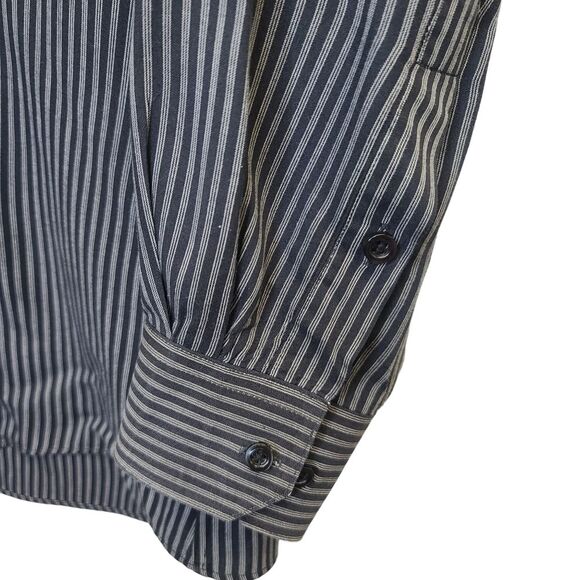 John Ashford Men's Striped Blue Fitted Button Up Dress Shirt 16 - 32/33 L - Picture 5 of 15